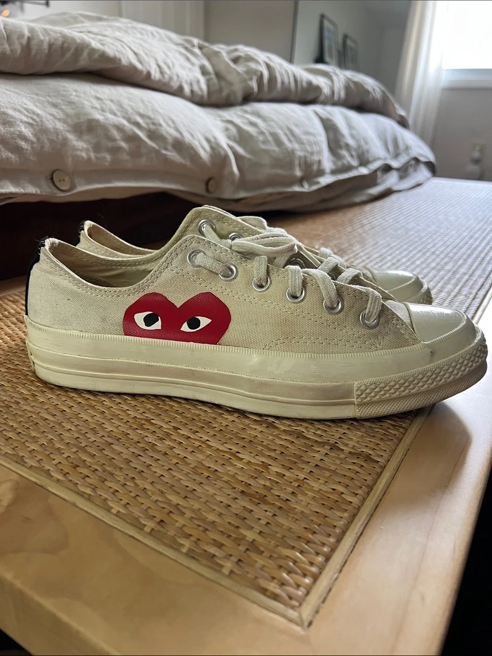 Men’s Converse x Commes des Garcons Low-Top Sneakers with Red Heart